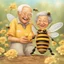 Placeholder: Happiness grandma and grandpa are healthy in a planet of honey stingless bee, realistic