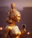 Placeholder: Statue of Queen of photography. Cute blonde woman. Photographer in golden crown. Standing on the street. Big camera in her hand. hyperdetailed, photorealistic, trending on artstation, greg rutkowski, beksinski, kodachrome, bokeh, red and gold