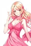 Placeholder: hot anime woman posing in pink dress and blonde hair