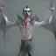 Placeholder: a vampire with arms outstretched viewed from the side photorealistic