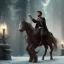 Placeholder: Full body, 3d render, Harry Potter 1800's men style, 1800's hair style, 1800's men clothes style, riding horse, hyper realistic, octane render, unreal engine 5, 8k, palace background, uhd