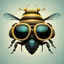 Placeholder: the silent bee head stylized with glasses, bizarre,surreal,