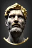 Placeholder: Ultra Realistic image, Roman sculpture, white marble material, Lionel Messi, gold Laurel leaves wreath, renaissance ornaments, one gold star in heart, marble and gold ornaments background, chisel style, waist up portrait, emperor style, epic, celestial, cinematic lighting, God light, god rays, 4k resolution, smooth details, ornate details, soft lighting, unreal engine 5, art station, substance 3d.