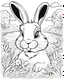 Placeholder: B/W outline art,coloring book page, full white, super detailed illustration for adult,"Silly rabbit falls in love: his eyes glow when he sees the one he loves", crisp line, line art, high resolution,cartoon style, smooth, law details, no shading, no fill, white background, clean line art,law background details, Sketch style.