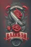 Placeholder: rose mit rasiermesser, haarschneidemaschine und diamant über schriftzug,firmenlogo für friseur barber, name soll SAMO THE BARBER sein, high quality, logo, graffitidesign, symmetrisch, 4k, retro, gentleman