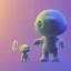 Placeholder: Tiny cute isometric modell of voxel alien, soft smooth lighting, with soft colors, 100mm lens, 3d blender render, trending on polycount, modular constructivism, blue background, physically based rendering, centered well within frame.