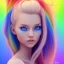 Placeholder: girl nude, cute, beautiful, long blond hair,blue eyes rainbow hair, rainbow dress, close up portrait smiling