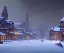 Placeholder: A snowy warlock town with river canals and a magical Christmas tree