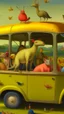 Placeholder: Hieronymus Bosch style , full of zoo animals bus up , 4k