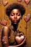 Placeholder: an abstract painting of rusted metal and flowers, heart filled with love African girl and an American girl , rust, scaffolding, iron cladding, decay, mixed media, textured, anatomically correct, beautiful perfect face, sharp focus, highly detailed