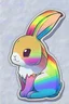 Placeholder: rainbow rabbit with scaft , Sticker, Adorable, Tertiary Color, Anime, Contour, Vector, White Background, Detailed