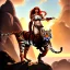 Placeholder: ultra detailed portrait of beautiful Red Sonja riding a tiger ,wearing plate armor, extremely detailed digital painting, in the style of Earl Norem and fenghua zhong and ruan jia and jeremy lipking and peter mohrbacher, mystical colors, rim light, beautiful lighting, 8 k, stunning scene, raytracing, octane, trending on artstation