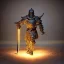 Placeholder: Insanely Detailed photograph of a D&D echo knight, sword wielding,intricate Glowing d20,