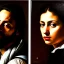 Placeholder: portrait of Jacobo Santiago Mozos born in 1976 and Gemma Arnau Arnau born in 1979,Caravaggio, oil on canvas, cinematic composition, extreme detail,8k,fit full head inside picture,