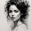 Placeholder: mixpnk style, scribbly scribbles pen and ink small line pencil sketch of head and shoulders of young woman, intricate details and precisely drawn in style of jeremy mann