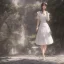 Placeholder: hitomi tanaka, white dress, highly realistic, highly detailed, octane render,