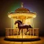 Placeholder: character render of a carousel horse with bar under glass dome, 1800s, chiaroscuro lighting , 8k UHD, beautiful, realistic, matte painting, centered, illustration, baroque, muted colors,renaissance, artwork, high-quality, rocco, greg rutowski, howard lyon, brian froud, anne stokes