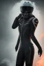 Placeholder: All Black racing suit AnnaSophia Robb, portrait, ghost mask, wearing high tech racing helmet, white smoke, dark, rage, sorrow, high definition, ultra 8 k, volumetric lighting, blue fire, fog