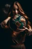 Placeholder: a woman holding up the earth like Atlas