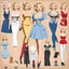 Placeholder: a paper doll of Marilyn with different outfits corresponding to her main movies