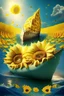 Placeholder: ship of sunflower in the river of cheese