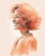 Placeholder: grown-up woman smiling silhouette and hair light peach colors watercolor draw