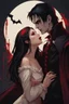 Placeholder: male vampire biting the neck of a young woman