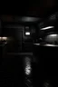 Placeholder: a dark scary quiet kitchen with no windows and a flickering light