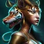 Placeholder: sango fantasy, fantasy magic, intricate, sharp focus, illustration, highly detailed, digital painting, concept art, matte, masterpiece snake head sexy lady body black African beauty tiger in background