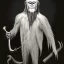 Placeholder: Wendigo monster with bat face and white skin as monk