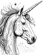 Placeholder: b/w mock up unicorn page low detail correct character white background