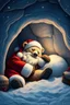 Placeholder: sleeping bear santa inside iglo cave
