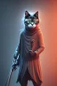 Placeholder: grim reaper cat, 4k, trending art, weird perspective, mirrors, reflection, water, smoke, realism