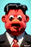 Placeholder: Waist up muppet Portrait, Kim Jong-un muppet doll, black suit, photo studio, red background, unreal engine 5, concept art, art station, god lights, ray tracing, RTX, lumen lighting, ultra detail, volumetric lighting, 3d.