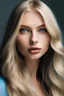 Placeholder: White Caucasian Blonde Y Woman with Blue Eyes, full lips, and long hair, unblemished and flawless.
