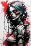 Placeholder: graffiti art of cartoon zombie girl , elaborate acrylic spray paint by Yoji shinkawa + nick Edwards style with bold brushstrokes, romantic, vibrant saturated natural color