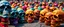 Placeholder: a field of skulls, multi colored, bright, vivid, psychedelic, high detailed, high gloss, insanly detailed, matte, horrorcore, lining the street, unsettling contrast, monument to death