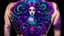 Placeholder: An amazing dark psytrance art tattoo of Twisted Alice in Wonderland against Cthulu tentacles on a human back, on a dark background under UV light, vivid and vibrant neon tattoo ink, detailed, intricate, high contrast.