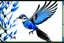 Placeholder: vitrail d'un geai bleu ailes déployées style japonais