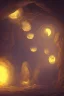 Placeholder: abstract, Moon like lamp in a dwarven mine underground, dungeon