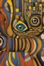 Placeholder: An eye staring into the depths of its pupil in the mirror; Hundertwasser; M. C. Escher; Golden Hour