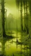 Placeholder: A pale greenish yellow toxic swamp painted by Casper David Friedrich