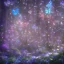 Placeholder: light magical forest with sparkle and jewel butterflies and blue big flowers and pink mushrooms waterfall sky