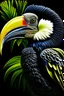 Placeholder: hornbill bird full body, digital art, photo, illustration, digital painting,oil painting, smooth, sharp focus, highly detailed, with casque bird,