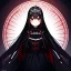Placeholder: portrait anime vampire, long hair, red eyes, noble black robe, Blood, background Gothic castle, hyper detailed, intricately detailed, gothic, ambiguous lines image, flat dimensional style, flat lines, rough drawing --ar 2:3