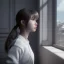 Placeholder: female student studying by the window, anime style,perfect face, cool face, ultra detail, unreal engine 5, cinema4d, sun light, studio lighting --ar 1:1 --v 4