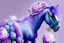Placeholder: purple peonies and blue ponies