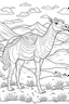 Placeholder: DRAW TO COLORING OF A CAMEL ON THE DESERT, CARTOON STYLE, LOW DETAILS, THICK LINES, NO SHADING, NO COLOR