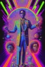 Placeholder: 70s Black light poster design in the style of George Goode, featured “a black man rais[ing] his unshackled fist while the background bursts with fluorescent yellow flame.” neon fluorescent glow, psychedelic, bright, shimmering, fluorescent colors pop and sizzle, mystique, cosmic,