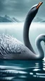 Placeholder: 3d paper cut illustration on grey background, cool swan face creature in a lake with dynamic and vibrant designs, edgy and modern, layering, deep shadows of vector layers, intricated details